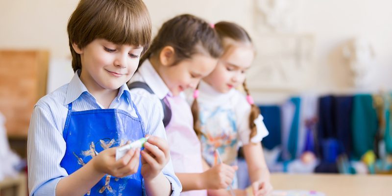 Children drawing and painting